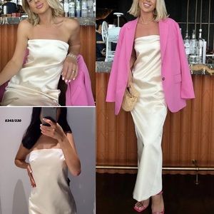 pink tube dress zara Zara Pink Bubble Hem Strapless Mini Dress Cotton Balloon Tube Top Style S